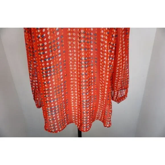 Old Navy Women’s Sheer Red Polka Dot Blouse - Size L - Picture 10 of 15